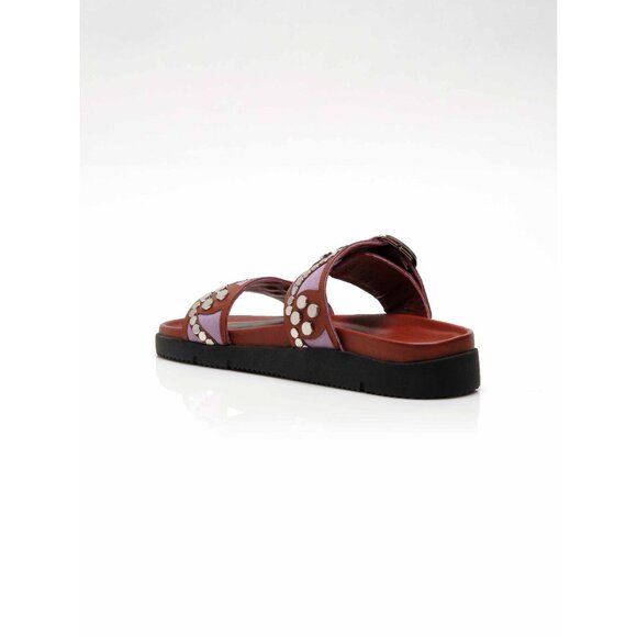 🎉LAST CHANCE🎉 FREE PEOPLE Revelry Studded Sandals / Brick + Lavender - Picture 6 of 12